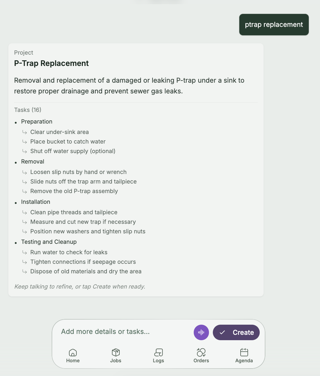 Briske app interface